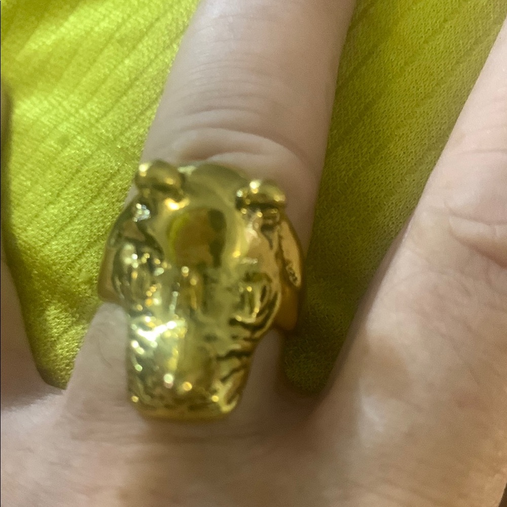 Gold Rhino Head Ring